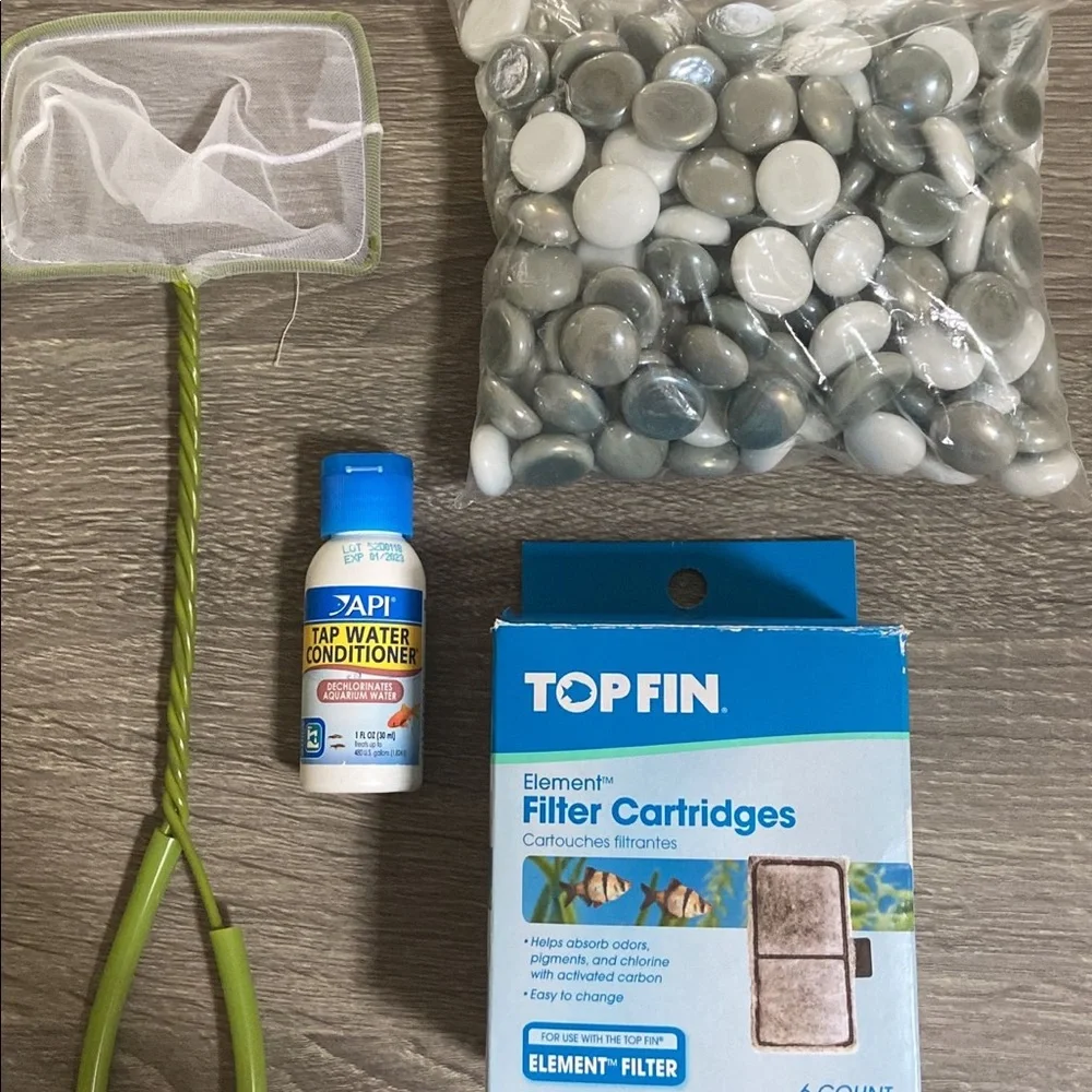 Top Fin® Split Bowfront Aquarium - 1 gallon. Accessories include